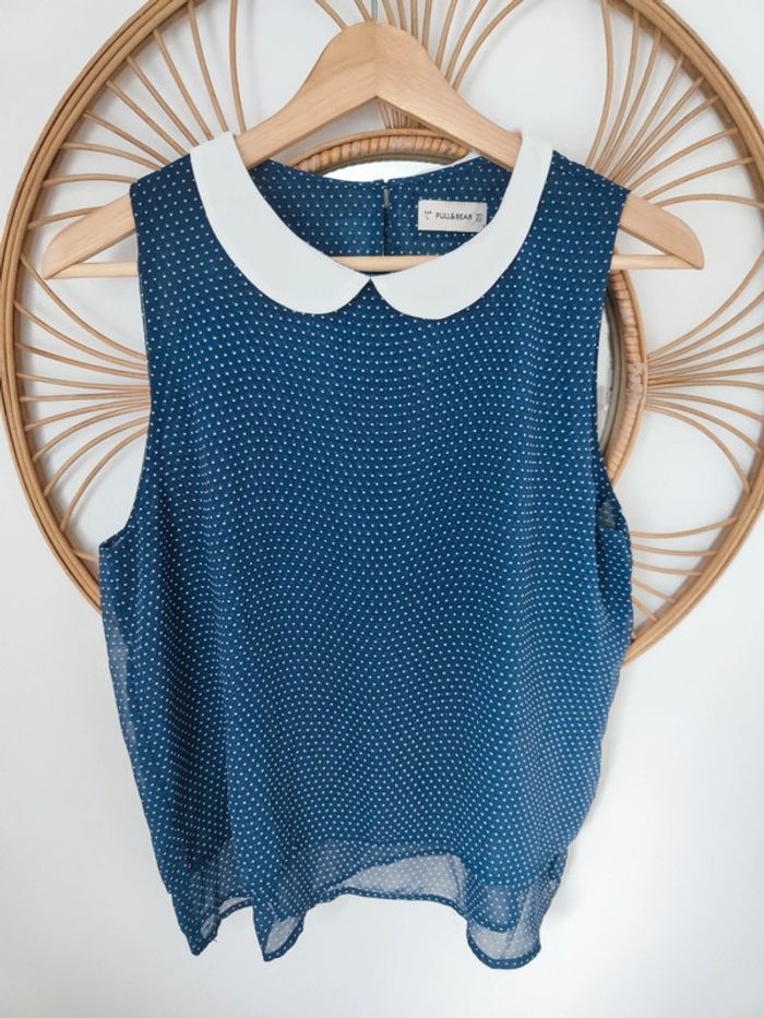 Blouse à pois col claudine
