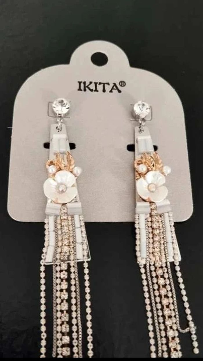 Boucles  d'oreilles  fleurs  argenté  ikita femme  fantaisie - photo numéro 2