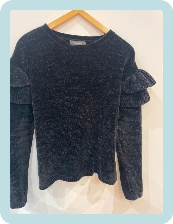 Pull hivers doux velours à volants - photo numéro 2