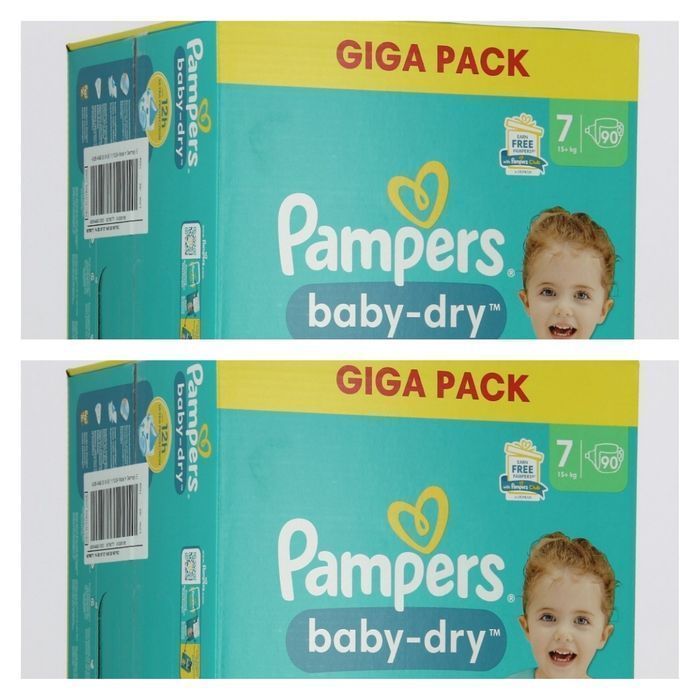 Lot de 180 Couches Pampers Baby Dry 15+ kg Taille 7 Neuf