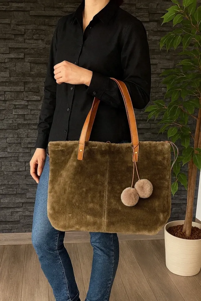 Sac fourre-tout marron tout doux – parfait travail/école