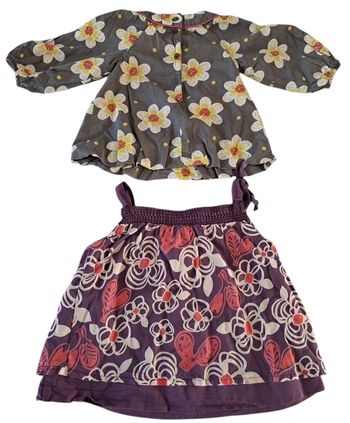 Lot de 2 blouse-tunique fleuries 6 mois TBE