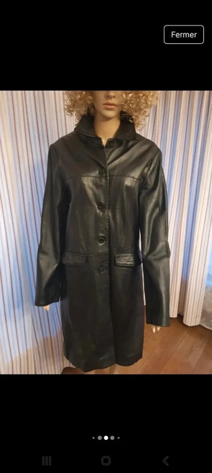 Manteau vintage cuir noir Authentic taille 42 - photo numéro 14