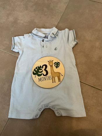 Combinaison polo petit bateau bleu garçon 3 mois