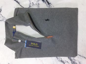 Pull half zip Ralph Lauren - Taille XL - Couleur gris logo brodé noir - Neuf