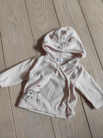 Gilet avec oiseau fille à capuche 6 mois