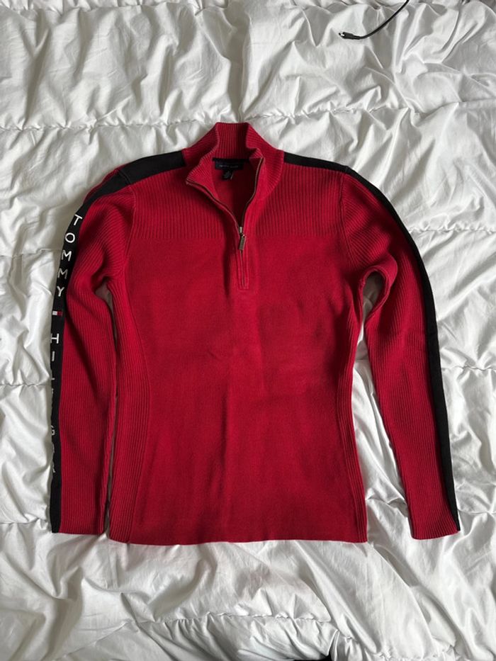 Pull zippé Tommy Hilfiger rouge femme - Taille M