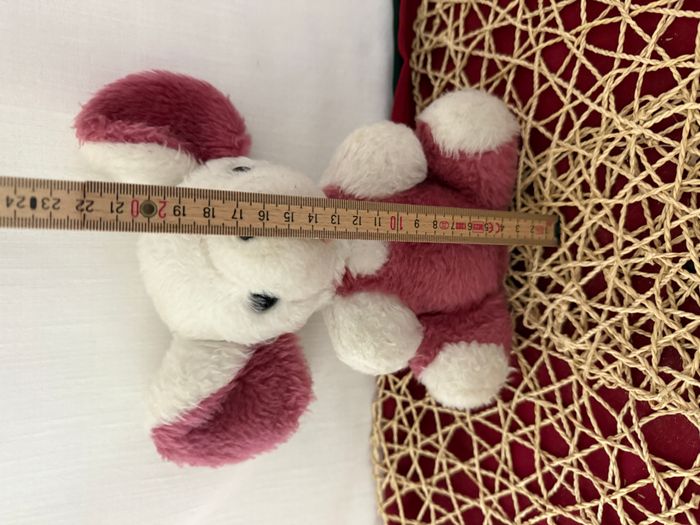 VINTAGE Ancienne Peluche doudou Souris blanche mauve parme rose Lila 20 cm Nounours - photo numéro 7