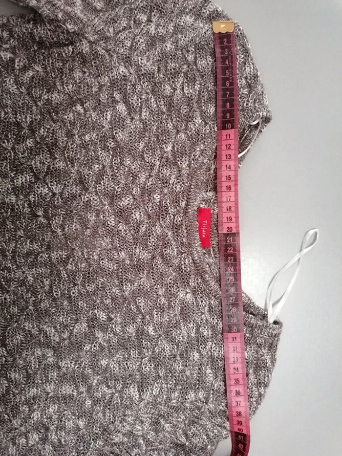 Pull chemise Tissaia marron-gris 42.44 - photo numéro 8
