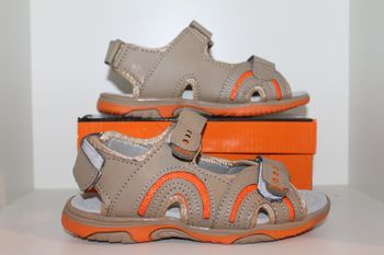 sandales nus pieds marron et orange 34