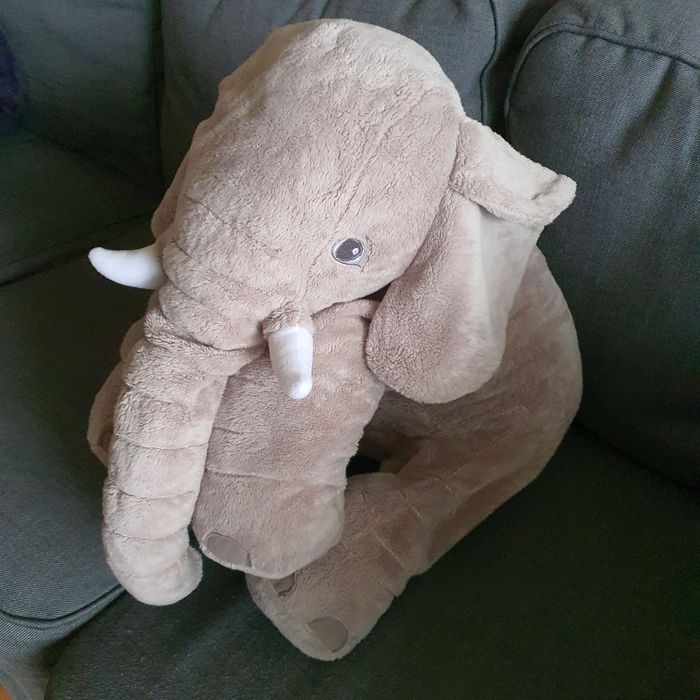 Peluche éléphant oreiller gris - photo numéro 3