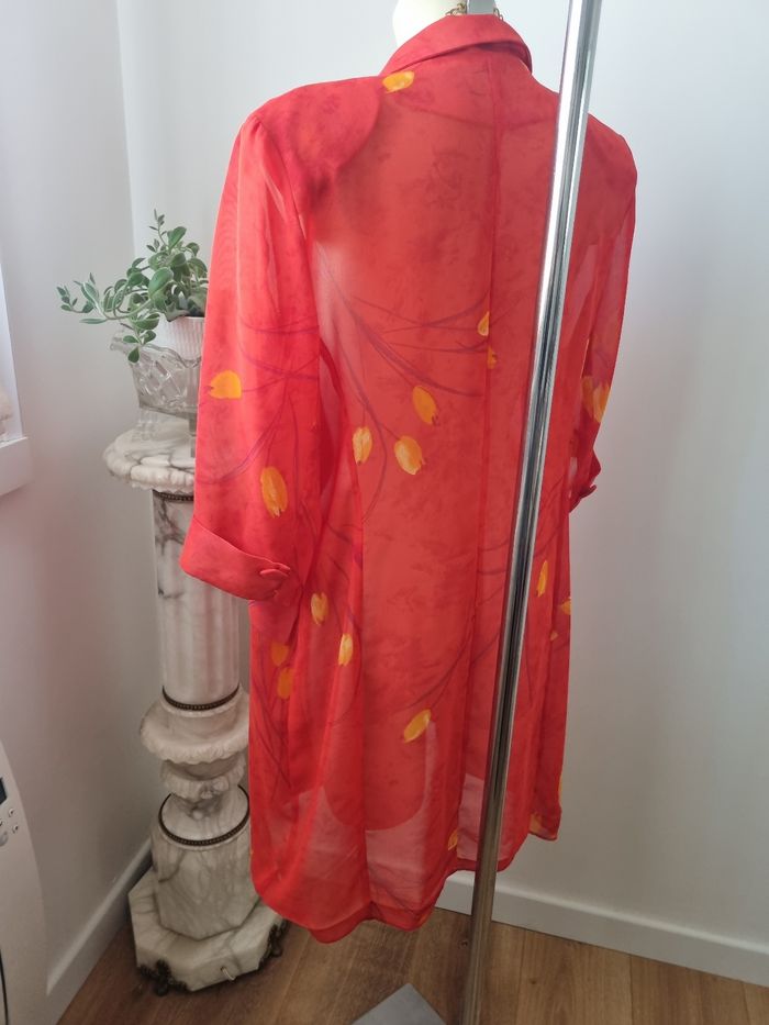 Kimono rouge fluide transparent vintage - photo numéro 10