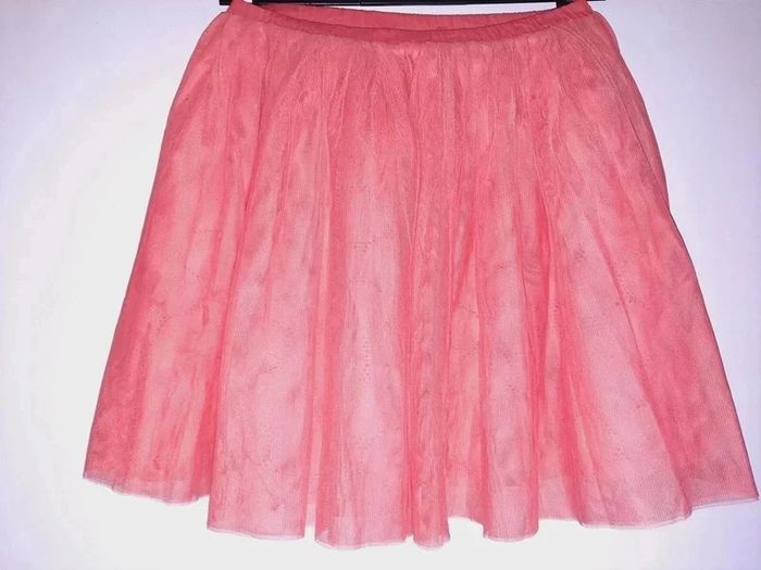Superbe jupe Okaïdi rose saumon, réversible, un côté dentelle, un côté tulle, 12/14 ans - photo numéro 4