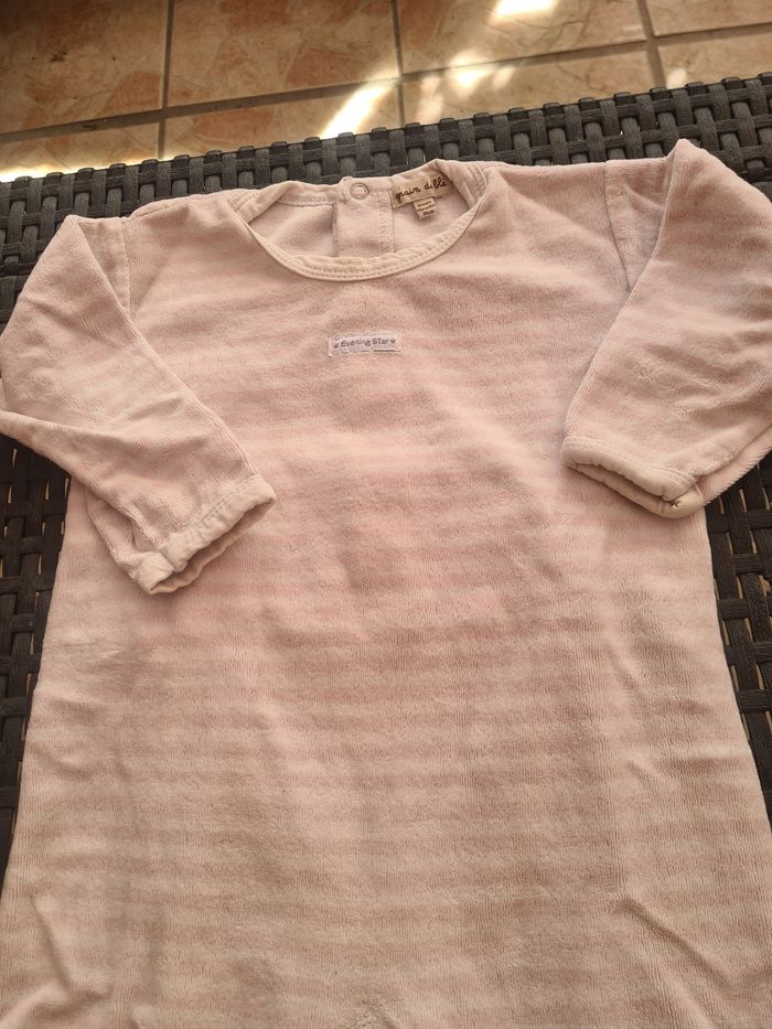 Pyjama. 12 mois. Grain de blé. Rose/ blanc. - photo numéro 2