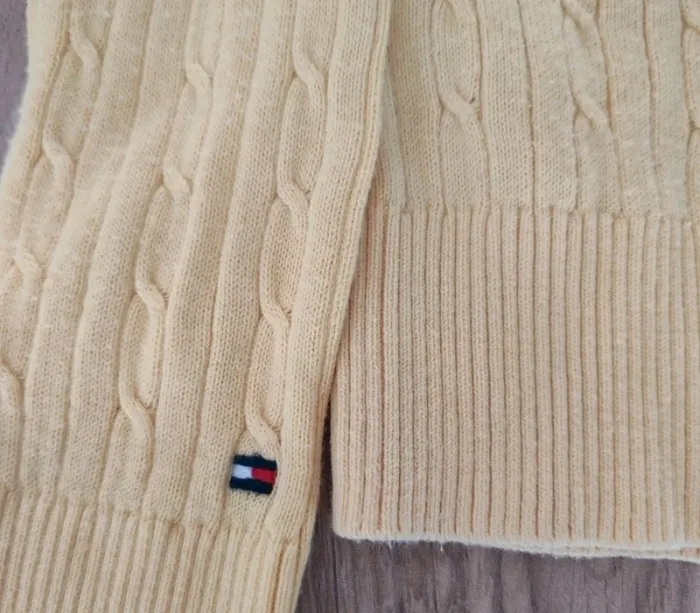 Pull col V torsadé tressé tommy Hilfiger taille xs - photo numéro 4