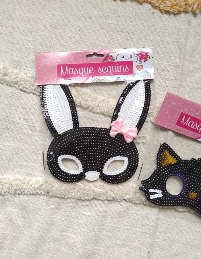 lot de 2 masques sequins pour enfant - neuf - photo numéro 2