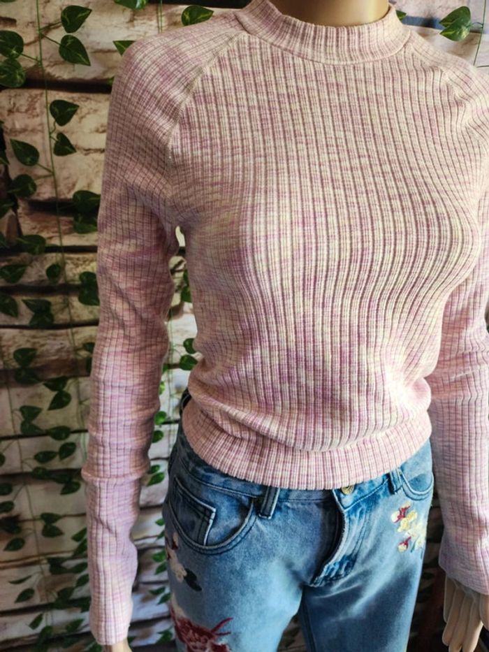 🌸T-shirt ML Epais Rose Taille 38🌸 - photo numéro 3