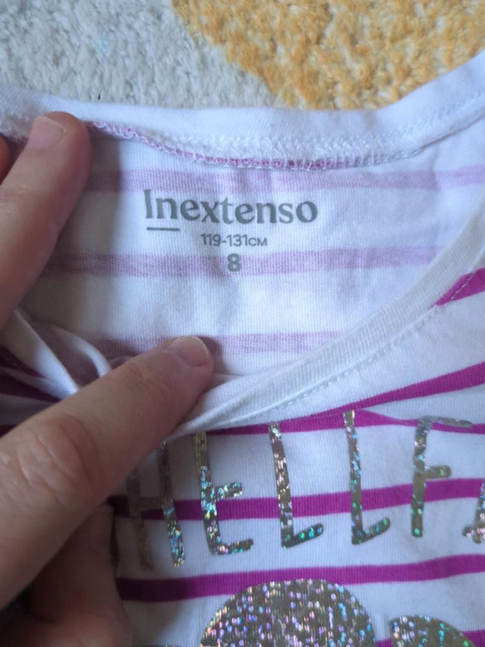 T-shirt marinière rose coquillage holographique 8 ans - photo numéro 3