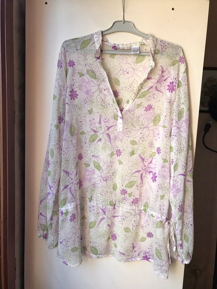 Tunique voile fleurs