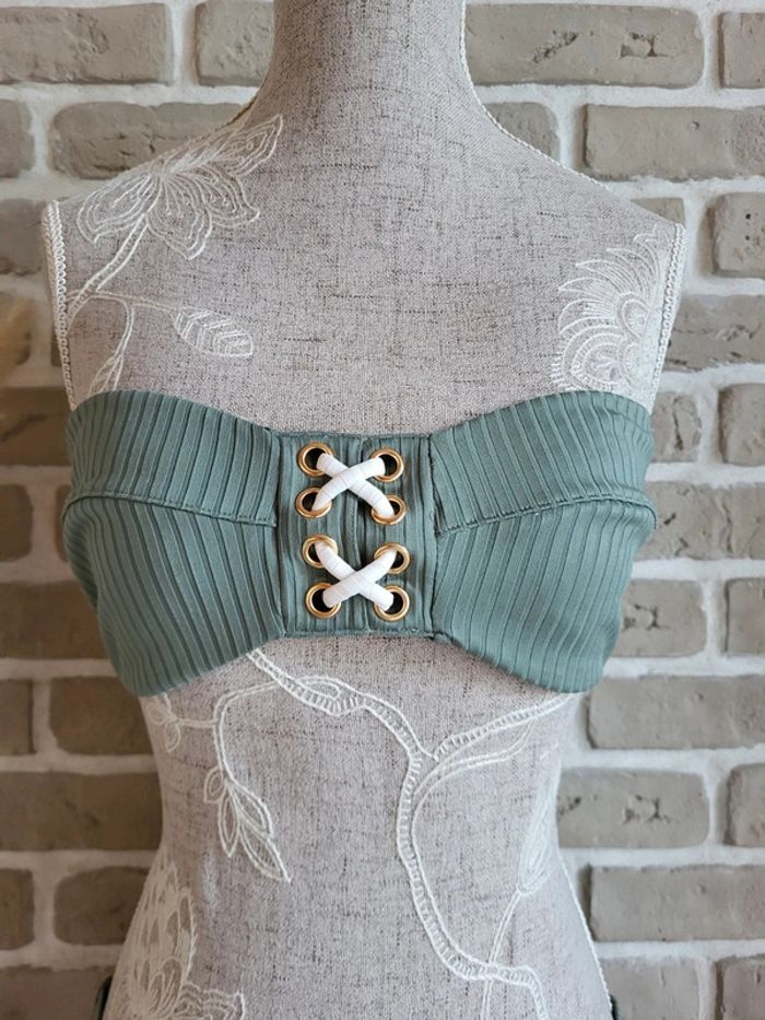 Maillot de bain 2 pièces vert sauge avec laçage - Kiabi - photo numéro 11