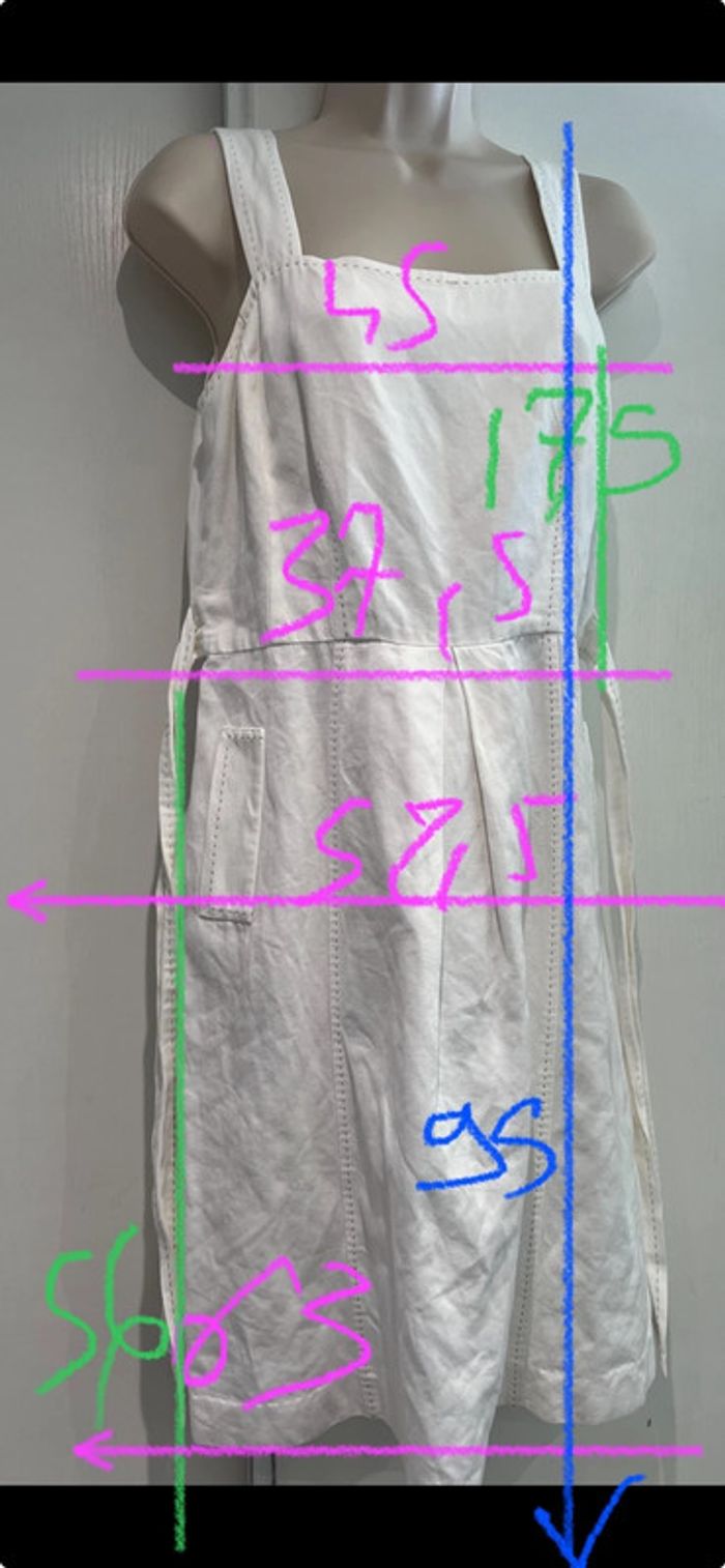 Robe blanc cassé Caroll  taille 38 lin et coton - photo numéro 5