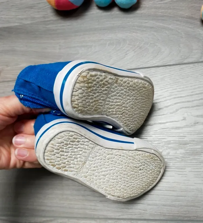 Baskets montantes toile lacets et fermeture éclair bleu 21 La Redoute - photo numéro 6