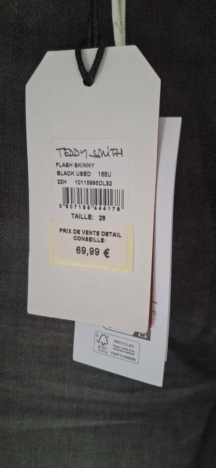 Jean Homme Teddy Smith Flash Skinny Gris Black Used Taille 28 Avec Étiquette Neuf avec Étiquette - photo numéro 4
