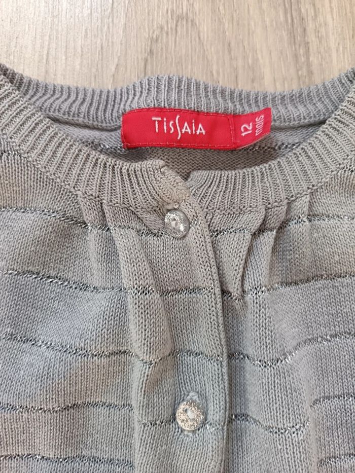 Gilet gris argenté Tissaia fille 12 mois - photo numéro 2