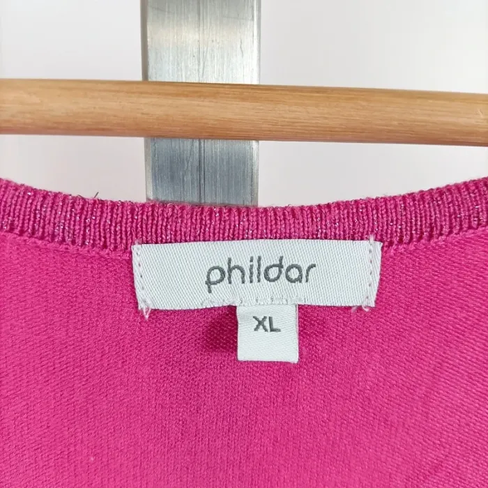Débardeur fuchsia en maille fine Phildar – Taille XL – coupe droite sans manches A1055 - photo numéro 7