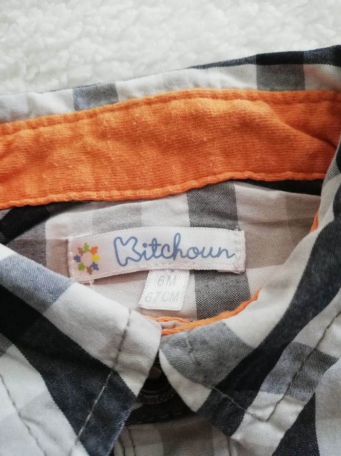 Chemise à carreaux noir garçon 6 mois kitchoun - photo numéro 3