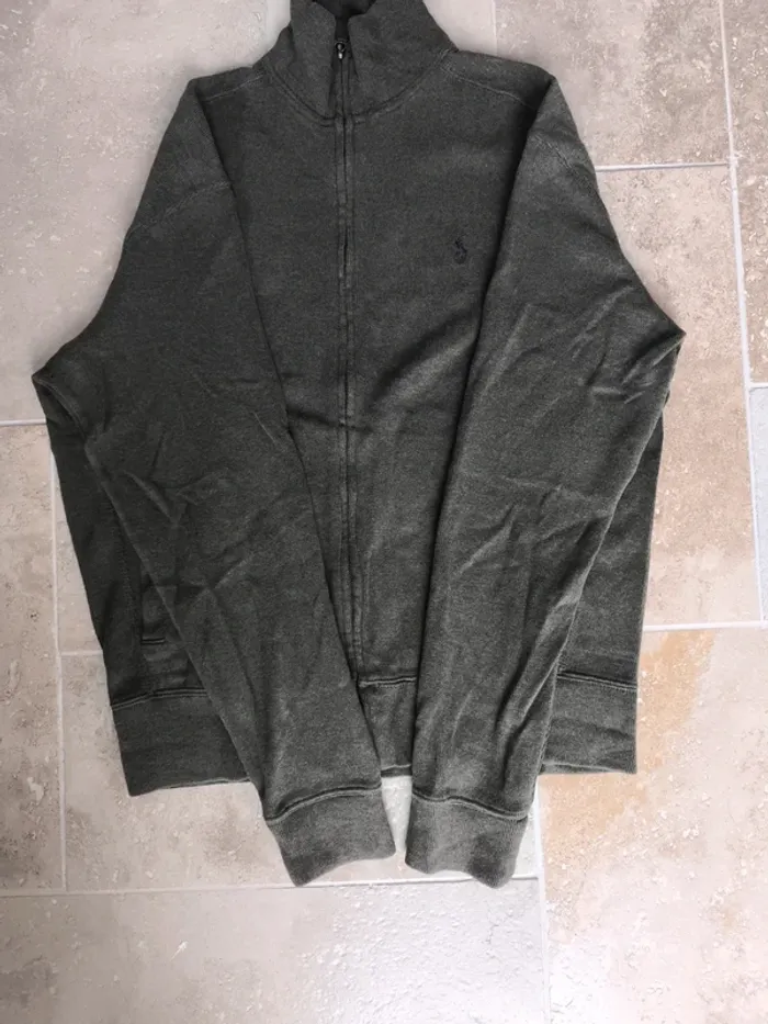 Pull zippé Ralph Lauren Kaki homme S excellent état logo bordeaux - photo numéro 13