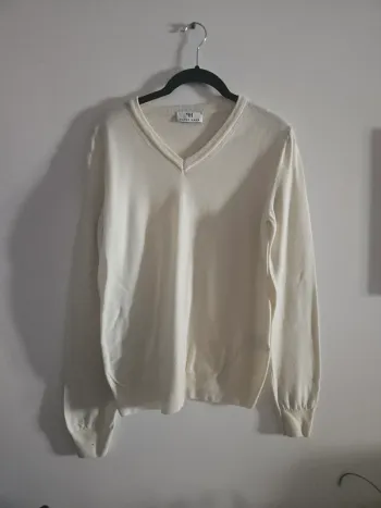 Pull en maille blanc cassé en laine Peter Hahn T.38