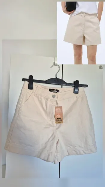 Short en denim Taille haute Monoprix taille S 36 S écru été
