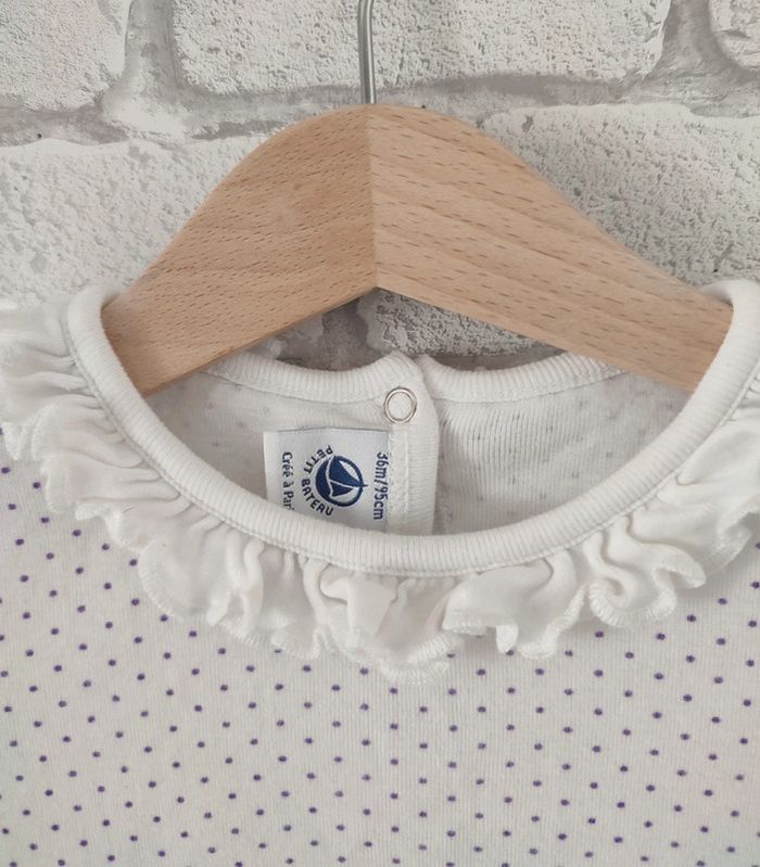 T-shirt Petit Bateau – Blanc à Pois 3 ans - photo numéro 3