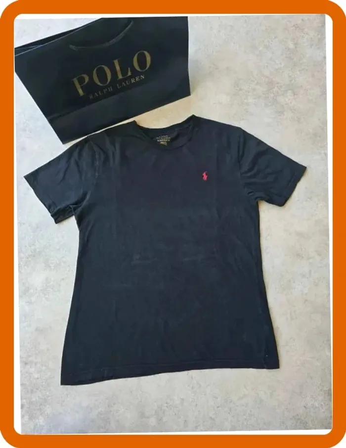 T-shirt Ralph Lauren XL coupe col rond noir Homme Men tee135 - photo numéro 4