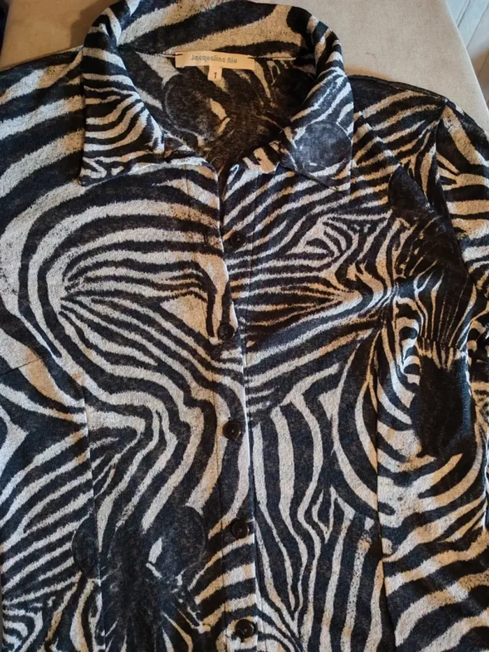 Chemise manches 3/4 imprimée zèbre - photo numéro 2