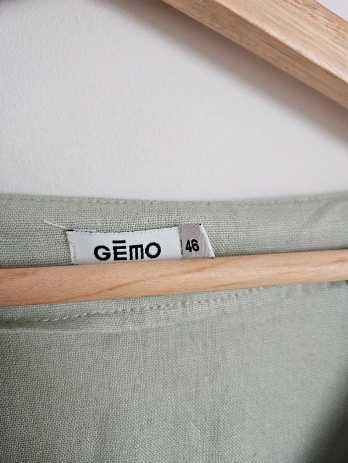Chemisier lin vert de gris Gémo T.46/48 - photo numéro 4