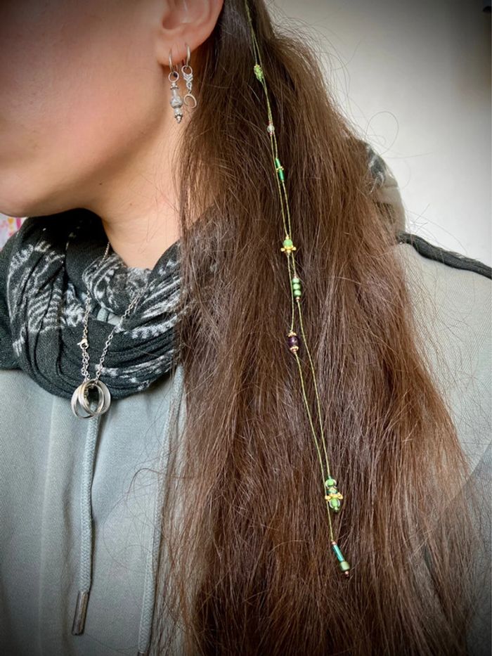 Bijou de cheveux, ateba, macramé pierre Améthyste - photo numéro 5