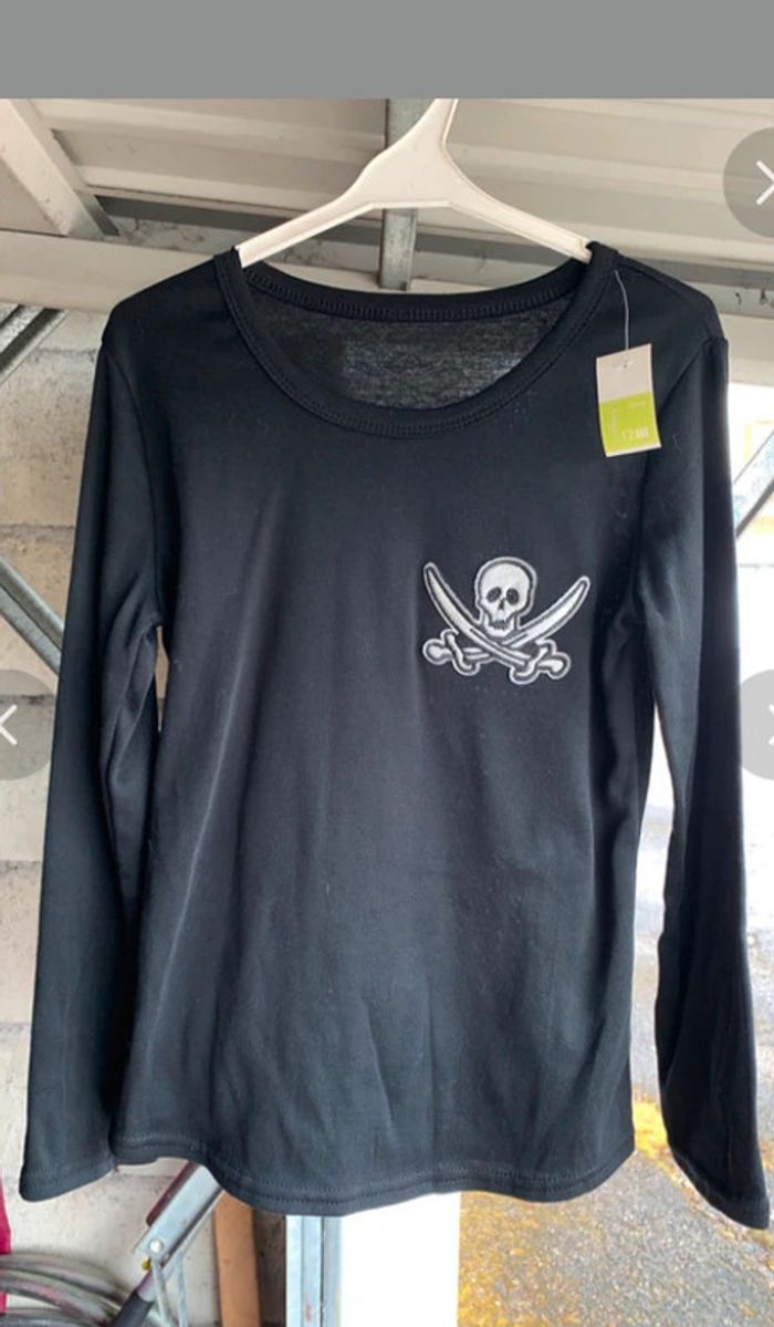 T-shirt manches longues tête de mort , 12 ans mixte - photo numéro 2
