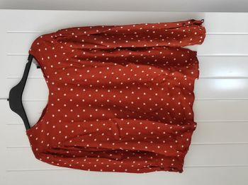 ✨ Tunique courte à pois blanc et marron – Taille M – Très bon état ✨