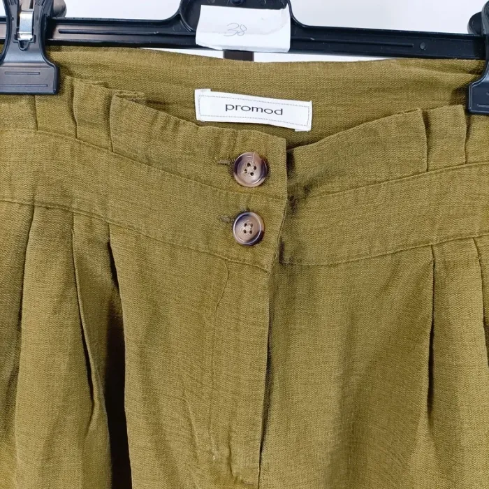 Pantalon vert kaki paper bag taille haute Promod Taille M estimée A379 - photo numéro 3