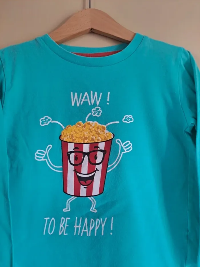 T-shirt garçon 4 ans ML U essentiel turquoise tbe - photo numéro 2