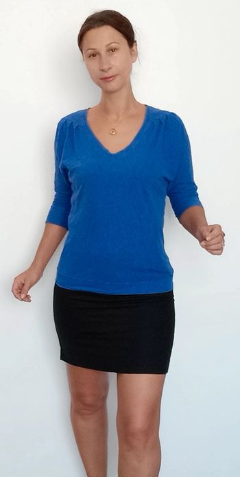 Haut bleu manches 3/4