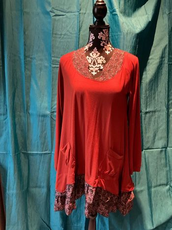 Tunique orange imprimé ronds neuve 40/42 (n°31)