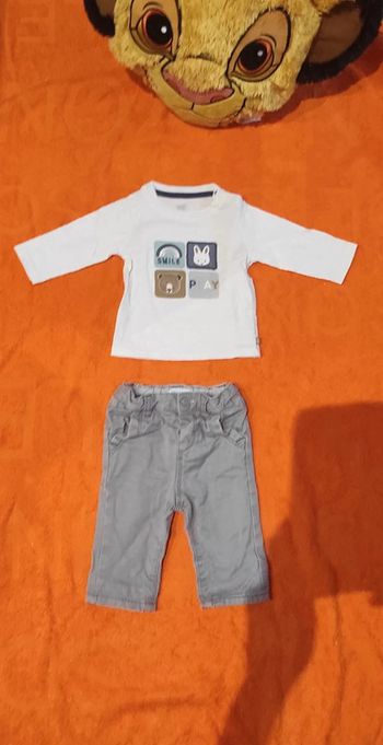 Pantalon et tee-shirt manches longues Obaïbi 3 mois 60 cm