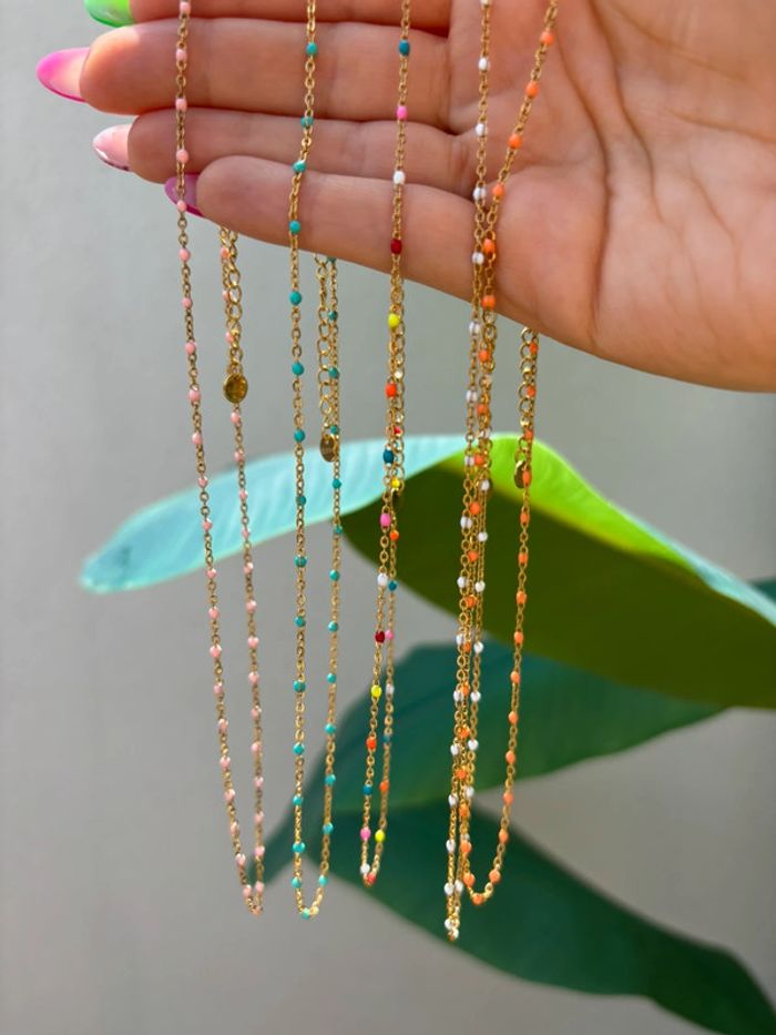 Collier perles acier inoxydable - photo numéro 2