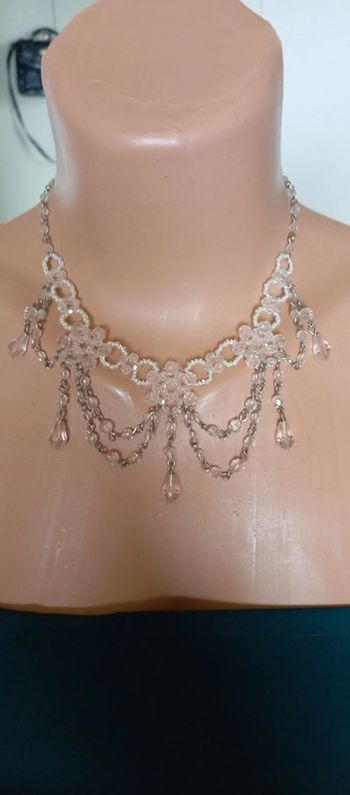 Collier perles rocailles transparentes vintage
