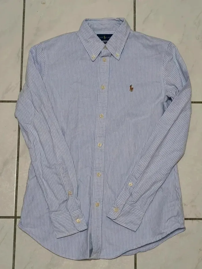Chemise Ralph Lauren Slim Fit Rayée Bleu/Blanc – Élégance Vintage Y2K - photo numéro 3