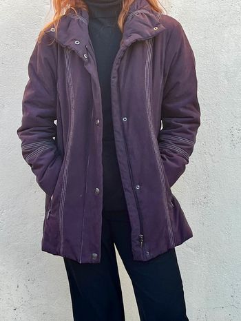 Veste chaude matelassés cintré mi-longue - violet prune