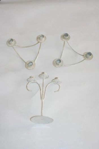 Lot de 3 Bougeoirs en fer patiné